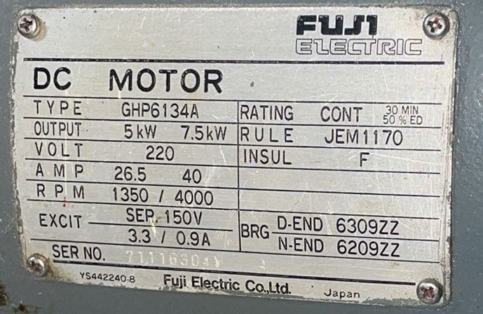 Refurbished Fuji Electric GHP6134A DC Motor